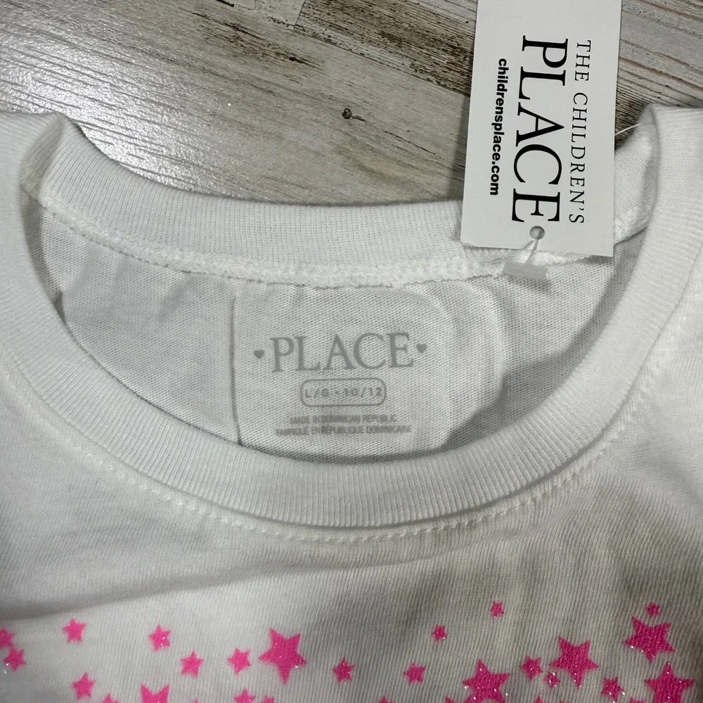 NWT The Children's Place Girls White Birthday Girl Rainbow Star T-Shirt L 10/12